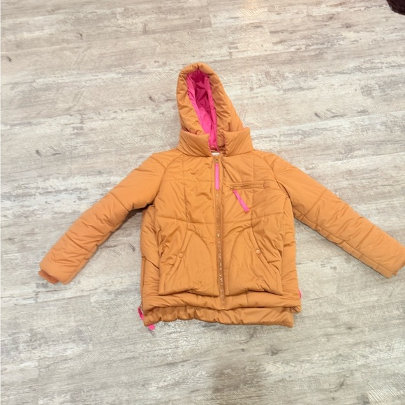 AVEC Les FILLES Brown Puffer Jacket with Pink Lining - Picture 6 of 15